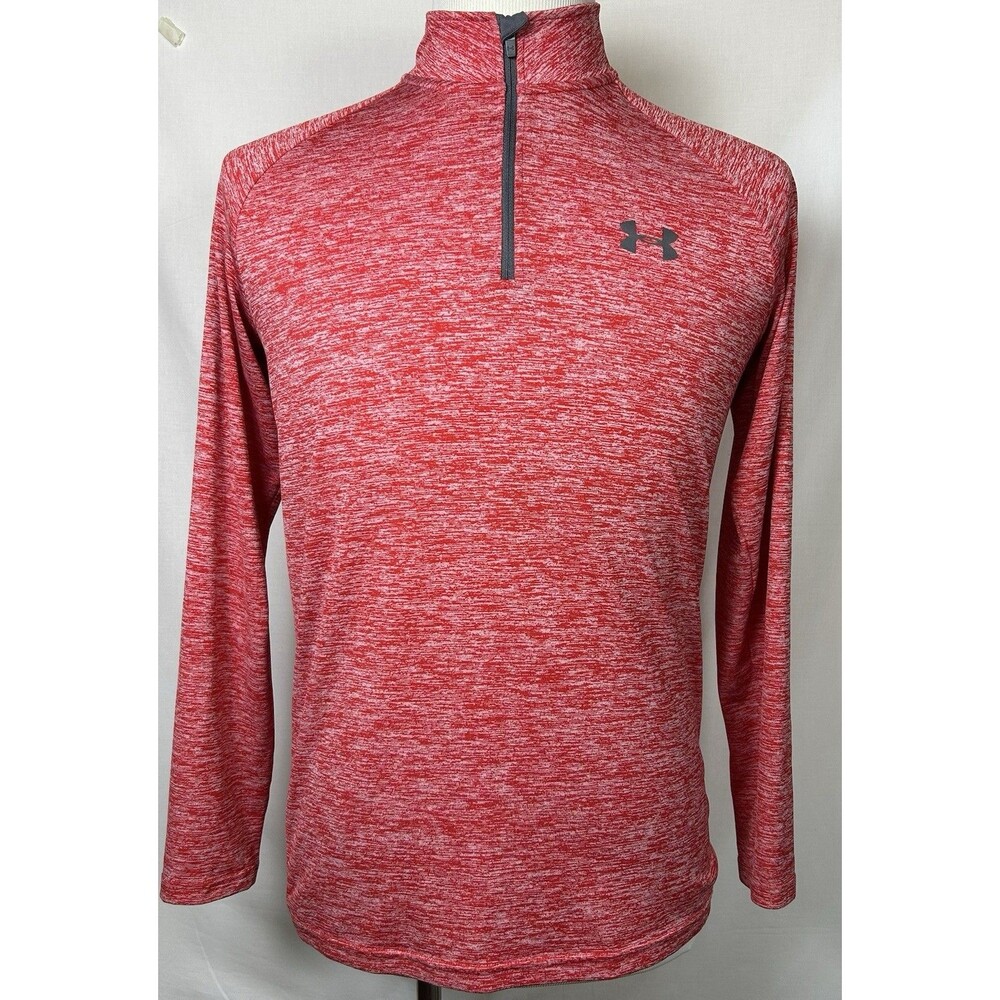Under Armour UA Tech Men’s Small 1/2 Zip Pullover Red Heather Space Dye HeatGear